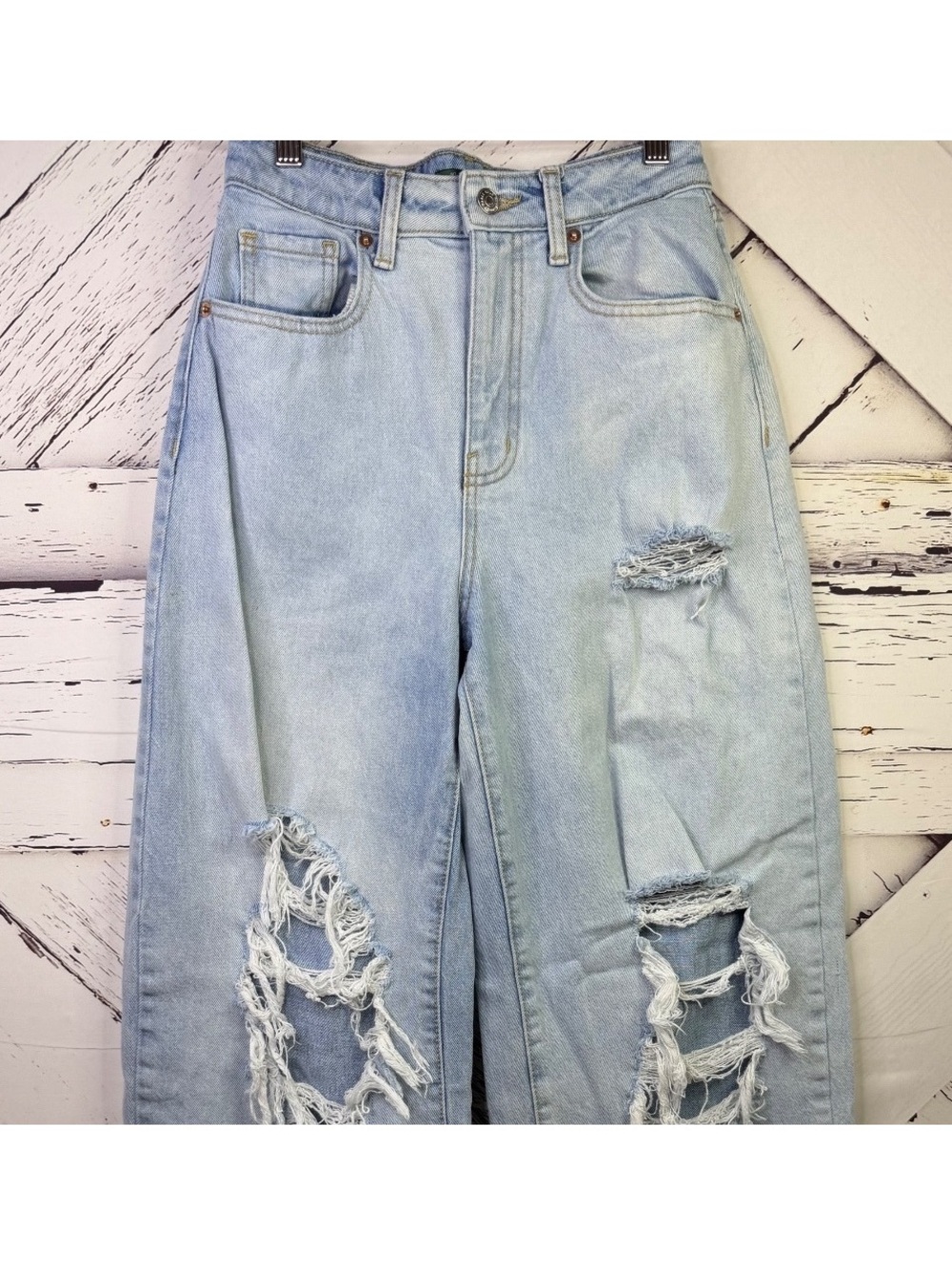 Wild Fable Y2K Grunge Super-High Rise Distressed Baggy Wide Leg Jeans Women’s SM